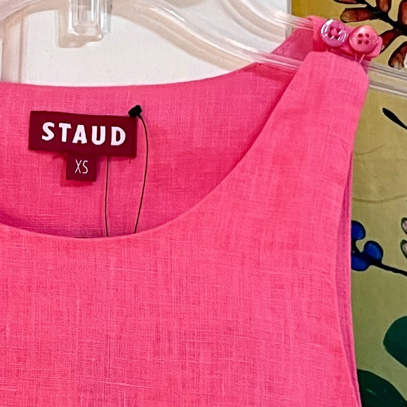 πΊπHPππΊ NWT Staud Allori Mini Dress Coral Paradise/Pearl Pink - Picture 12 of 16